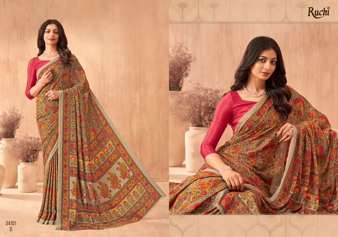 Vivanta Silk 34 By Ruchi Silk Crepe Printed Sarees Wholesale Clothing Suppliers In India